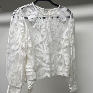 Anthropologie White Lace Blouse